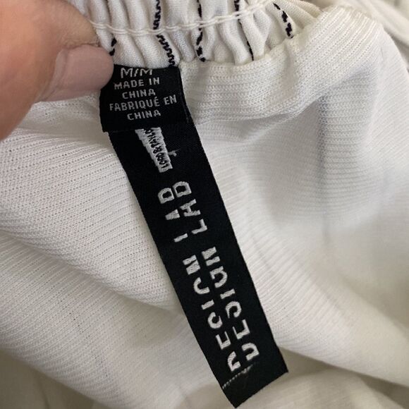 Design Lab White Black Pinstripe Wide Leg Pants - Picture 8 of 13